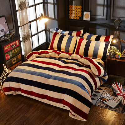 

Brata Flannel four pieces Thickening&warm bedding bed Suite in autumn&winter