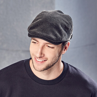 

Kenmont km-2588 Mens winter woolen cap British tide retro warm beret dark gray adjustable 585cm