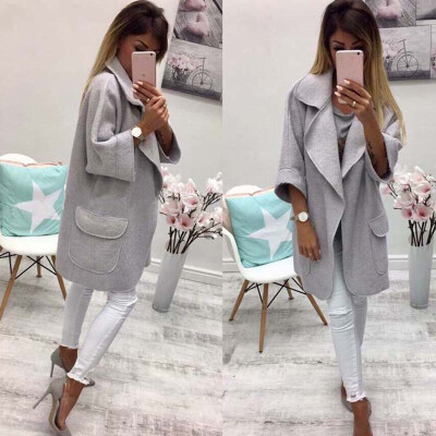 

Lovaru ™ 2017 Зимние трюмные пальто Женщины Твердые три четверти Loose Open Stitch Office Lady Fashion Women Coat Warm Clothing