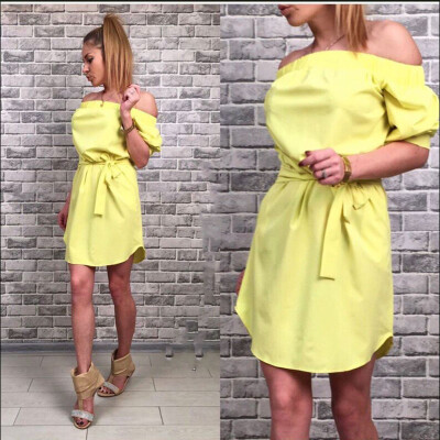 

Lovaru ™ 2017 Women Beach Party Wear Shirt Dress Украина Красная синяя зеленая косая шея Loose Solid Cute Fashion Mini Dress Girl