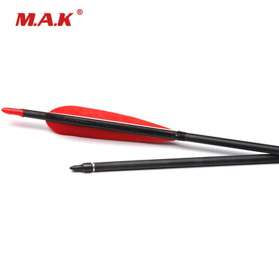 

6 pcs 80cm Spine 500 Carbon Arrow with 2 Red 1 Black Turkey Feathers for Archery Training Shooting Hunting Target