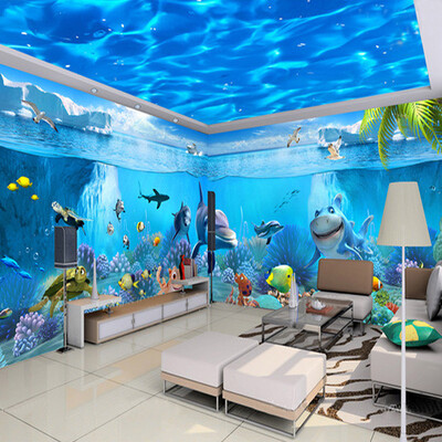 

Пользовательские 3D-обои для фото High-End Blue Water Lines Suspended Ceiling Mural Гостиная Спальня Потолочные обои для стен 3D