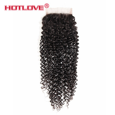 

Hotlove Hair Kinky Curly Lace Closure Free Part 4*4 Size Virgin Human Hair 8"-20" Natural color