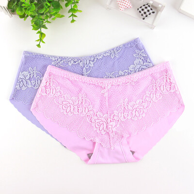 

Xia Weifang 2 strips no trace ice silk spell lace low waist womens underwear triangle underwear 4223 mixed color L