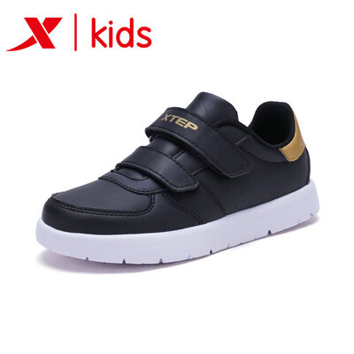 

Xtep XTEP childrens shoes childrens sports shoes boys casual shoes new childrens non-slip wear-resistant small white shoes skateboard shoes 682116319796 black gold 31 yards