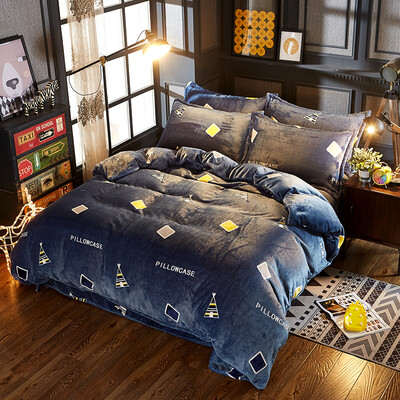 

Brata Flannel four pieces Thickening&warm bedding bed Suite in autumn&winter
