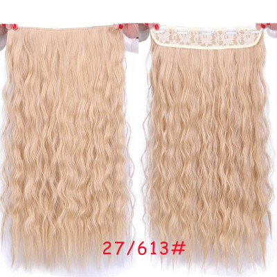 

Synthetic Long Wavy Women Black Brown 5 Clips in Hair Extension 22" 55 cm Heat Resistant