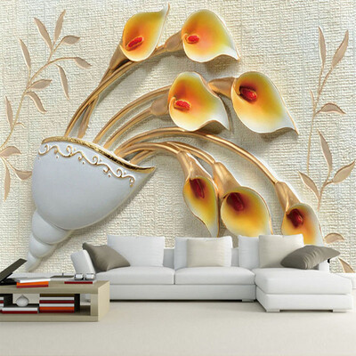 

Custom Wall Painting Wallpaper Non-woven 3D Embossed Flower Wallpapers For Living Room TV Background Wall Paper Mural De Parede