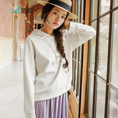 

INMAN literary fan letter printing wild pullover sweater female 1881082274 meters white S
