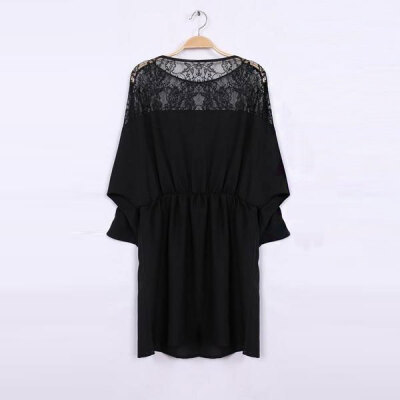 

Lovaru ™New 2015 fashions Women Sexy lace batwing Chiffon Dress Brand dress Plus Size free shipping without belt