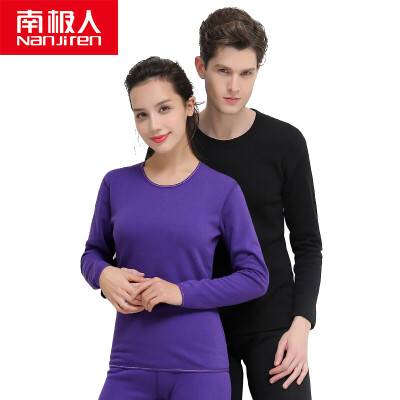 

Antarctic warm underwear men&women thickening plus velvet gold warm velvet suit NC9223 female black