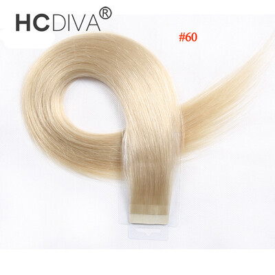 

HCDIVA 18 22 Tape Hair Virgin Human Hair Extensions Straight 20pcspack PU Tape In Hair Skin Weft 40gset Color 18 22 24 60