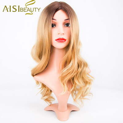 

I's a wig 24 inches Long Wavy Synthetic Ombre Wigs for Women Dark Brown to Blonde Two Tone Heat Resistant Fiber Hair