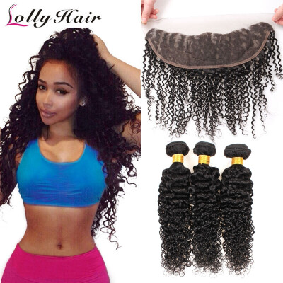 

13"*4" Ear To Ear Lace Frontal Closure With Bundles Cheap Malaysian Kinky Curly Virgin Hair With Frontal Closure With Baby Hair