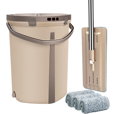 

Jiejie washing brush free hand-washing flat mop mop household wood floor tile rotating mop cloth eluting one self-washing mop bucket 3 pieces of cloth JJ-A18