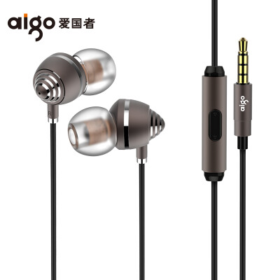 

Patriot aigo A691 moving iron ring cell phone headset in-ear high-definition noise reduction wheat wire-controlled earbuds multi-unit brown queen