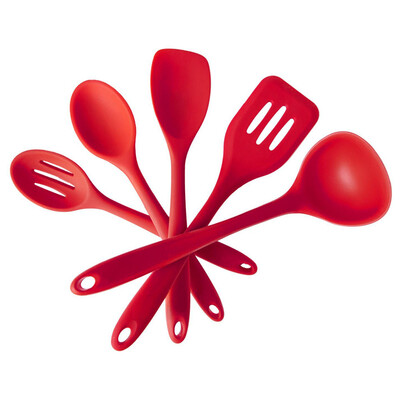 

5 Piece Premium Silicone Baking Utensil Set - TurnerSpatulaSoup ladleHeat Resistant Cooking Tools