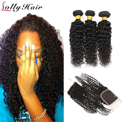 

7A Peruvian Virgin Hair With Closure Peruvian Hair Weave Bundles With Closure Kinky Curly Virgin Hair With Closure High Quality