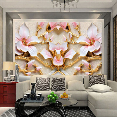 

Пользовательские обои для настенной росписи для стен Roll 3D Relief Flower TV Обои настенные обои Домашний декор Гостиная Современная живопись
