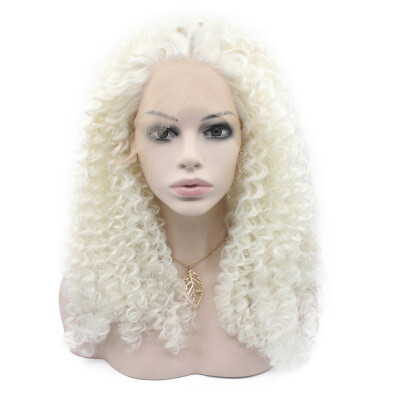 

Long White Curly Swiss Lace Front Wig Synthetic Heat Resistant