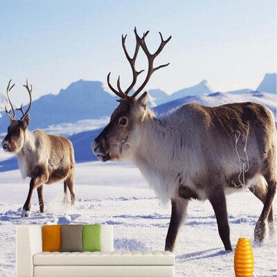 

Modern Custom 3D Mural Wallpaper For Wall Animal Reindeer On The Snow Photo Mural Wall Covering Room TV Sofa Backdrop Wallpaper