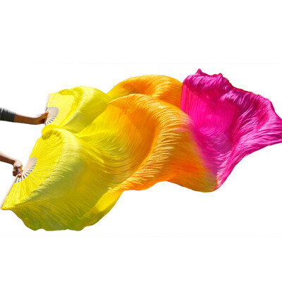 

2017 Stage Performance 100% Silk Belly Dance Fans Gradient Colour Dance Accessories Belly Dancing Silk Fans Yellow +Orange+Rose