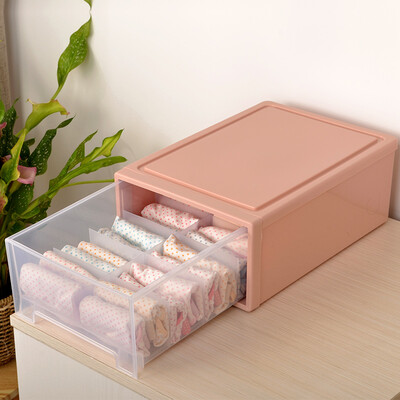 

Baicaoyuan plastic underwear storage box drawer storage cabinet locker wardrobe storage box 10 grid powder