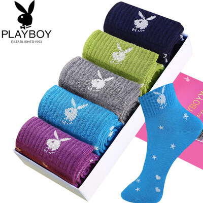 

Playboy sports womens socks cotton thick socks female tube 2816-5 double color mixing