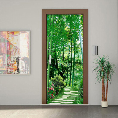 

Custom Wallpaper Chinese Style Bamboo Path Door Mural Living Room Bedroom Home Decor Wall Sticker Waterproof 77cmx200cm