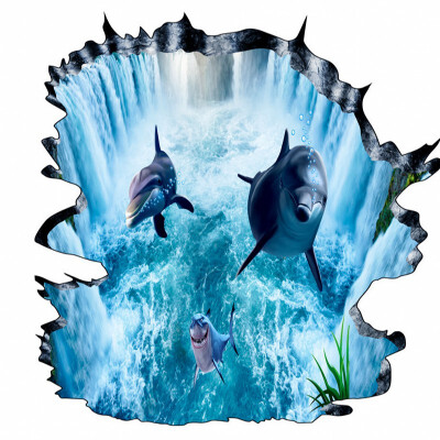 

Бесплатная доставка 3D Waterfall Dolphin Water покраска квадратного балкона декоративная самоклеящаяся напольная роспись 250cmx200cm