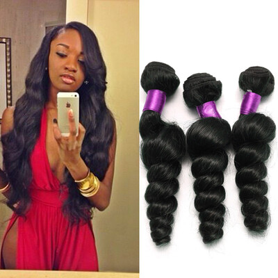 

Brazilian Loose Wave Virgin Hair 3Pcs Lot Grade 7A Unprocessed Brazilian Loose Wave Virgin Human Hair Weaves Bundles Natural Black
