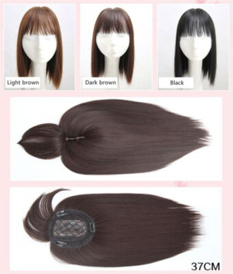 

Long Women Silk Synthetic hair Topper Top Piece Clip in Hairpiece Toupee Topper Closure with Bang