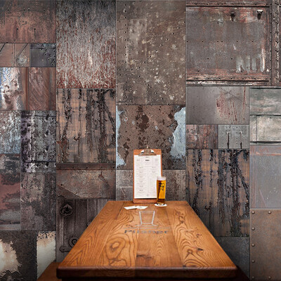 

Custom 3d mural Personality retro 3D rusty iron sheet metal industrial large mural bar KTV wallpaper Cafe Restaurant wallpaper
