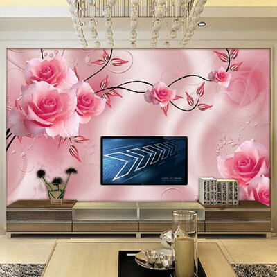 

Custom Photo Mural Wallpaper Luxury Villas TV Backdrop Papel De Parede 3D Wallpaper For Walls Warm Rose Wall Papers Home Decor