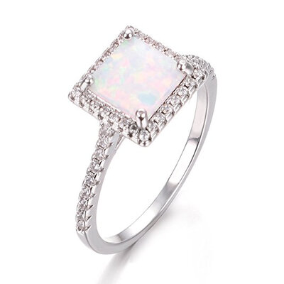 

Yoursfs Opal Engagement Ring Lab Created White Opal Ring For Womens Promise Ring