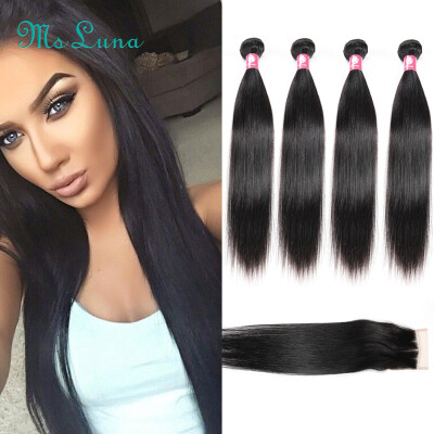 

4 Bundles Straight Hair With Closure 8A Peruvian Straight Virgin Hair With Closure Human Hair Peruvian Virgin Hair With Closure