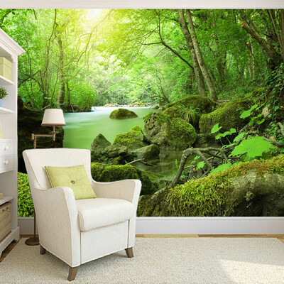 

Custom 3D Photo Wallpaper Forest Stones Green Landscape Photography Background Backdrop Modern Wallpaper For Living Room Walls