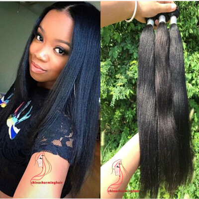 

Yaki Human Hair Brazilian Hair Weave Bundles Light Yaki Straight Hair Extensions 3 Pcs lot