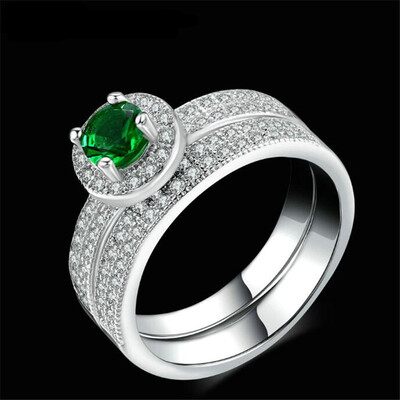 

Silver Color Blue Crystal Ring Set Fashion Wedding & Engagement Ring Set Jewelry For Women with Austrian Crystal R506