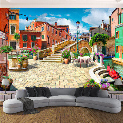 

Пользовательские 3D-обои для фото Large Mural European Town City Street Картина маслом Пейзаж Гостиная Спальня Фон Настенная панно
