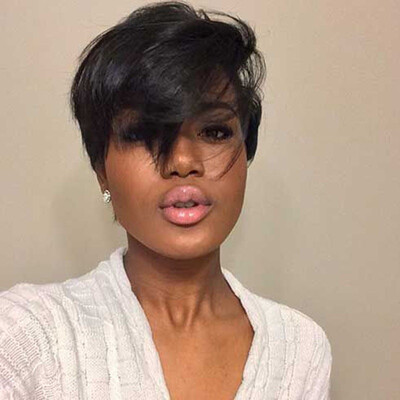 

JUNSI HAIR Synthetic Wig Fashion Short Black Hair Wigs for Women Pixie Cut Wig
