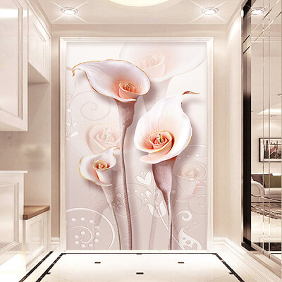 

Custom 3D Photo Wallpaper Relief Stereoscopic Lily Flower Living Room Entrance Wall Decoration Painting Mural Wallpaper Modern