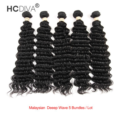 

HCDIVA Malaysian Virgin Hair Deep Wave 5 Pieces / Lot Good Quality Cheap Human Hair Extensions Deep Curl Wavy