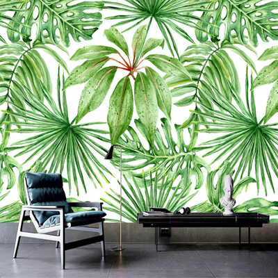 

Пользовательская фотография Mural Hand Painted Green Leaf Plant Wall Painting Обои для гостиной Спальня Mural Wall Wall Home Decor