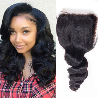 

Lace Closure Brazilian Virgin Loose Wave Human Hair Closure Free Part