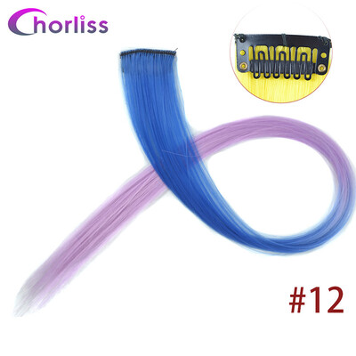 

Chorliss Clip In Hair Extensions 50Cm 20 Inch Long Colorful One Piece Synthetic Straight Fake Hair one Tone Pink Purple Blue