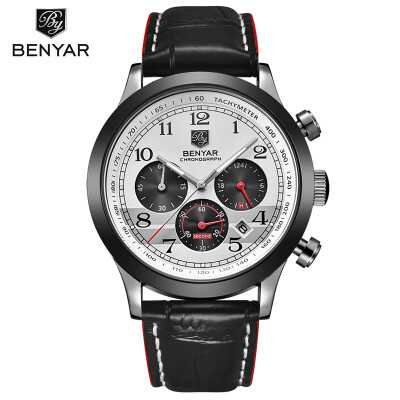 

BENYAR Brand Sport Waterproof Chronograph Men Watch Top Brand Luxury Male Leather Quartz Military Wrist Watch Men Clock saat