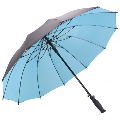 

Jiaoxia reinforced windproof double-layer impact cloth from the open business straight bar outside the umbrella black blue JX18002E