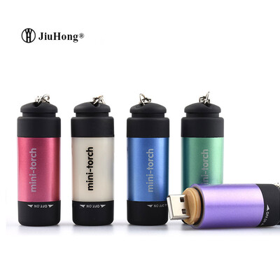

New Mini USB Flashlight Torch Keychain Light Waterproof Torchlight Multicolor5 pieces / lot