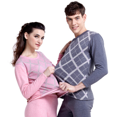 

Antarctic (Nanjiren) N033D10031A thermal underwear men and women printing body sculpting jacquard plus velvet thickening suit female pink